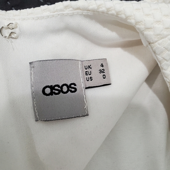 ASOS off white asymmetric layered mini fitted dress size 0 - Picture 3 of 5